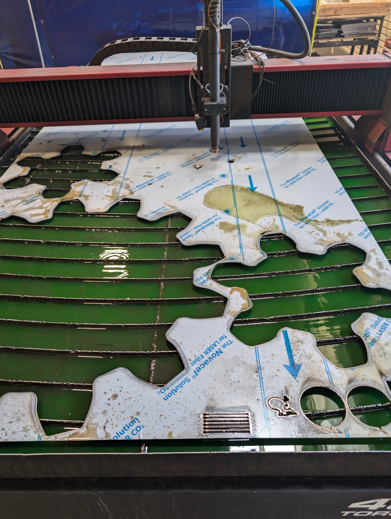 Cut components laid out for fabrication